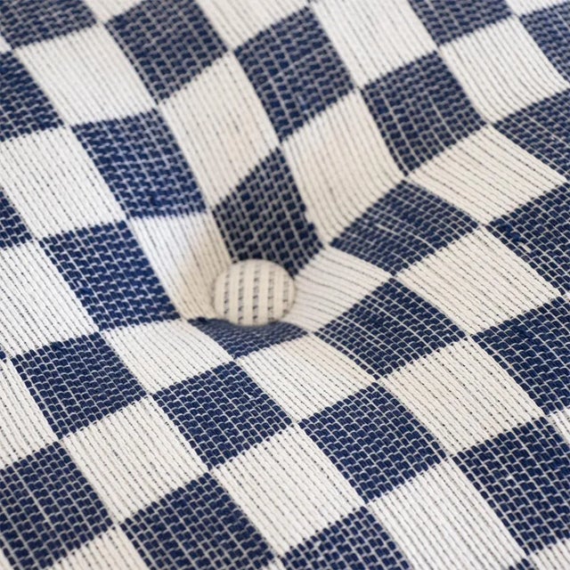 Not Yet Made - Made To Order Blue Checkered Circle Pillow For Sale - Image 5 of 7