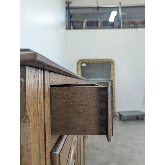 Brown Brutalist Oak Buffet in the style of Dudouyt For Sale - Image 8 of 11