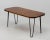 A handmade 1960s hairpin coffee table, the last photograph shows the price tag of the hairpin leg. One plank of hardwood...