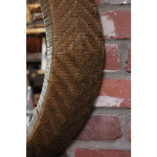 Brown Woven Rattan Wall Mirror by Umbra For Sale - Image 8 of 12