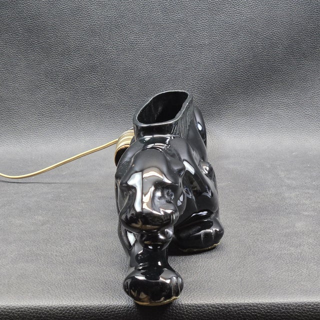 1950s 1950s Mid-Century Modern Royal China Black Ceramic Prowling Panther Planter Tv Lamp For Sale - Image 5 of 14
