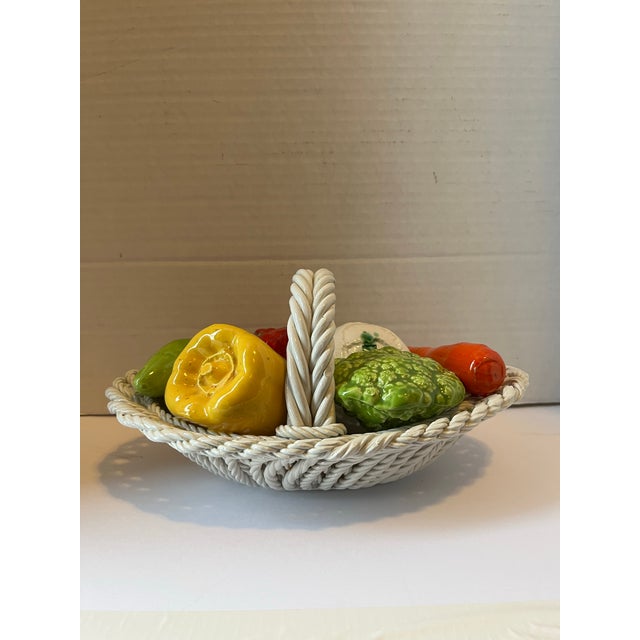 Vintage Porcelain Vegetable Basket For Sale - Image 4 of 8