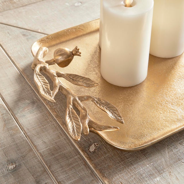 Pomegranate Branch Decorative Trays, Set Of 2 For Sale - Image 10 of 11