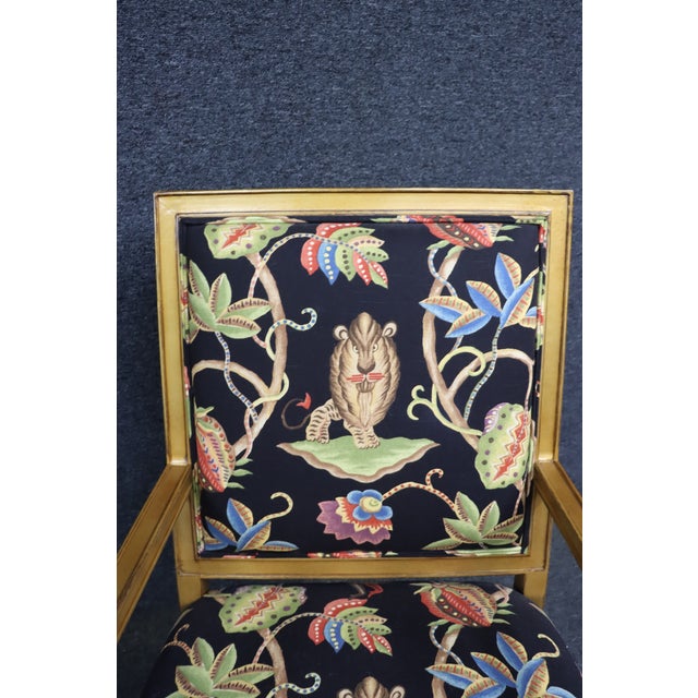 Stickley Fine Upholstery Gilt Lounge Chair in Brunschwig & Fils Les Touches Bengal Fabric For Sale - Image 11 of 15