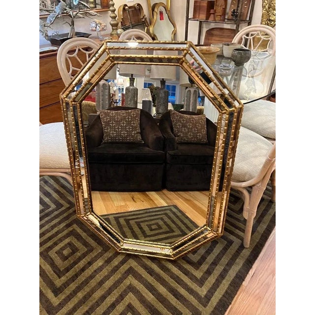 Mid-Century Modern LaBarge Octagonal Gilt Mirror For Sale - Image 3 of 10