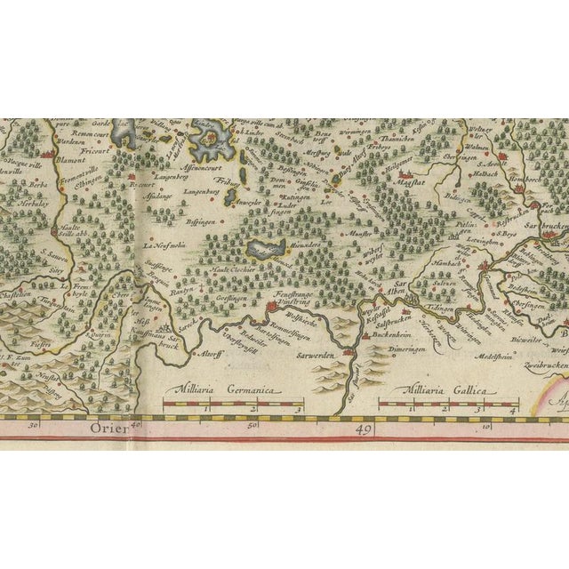Hand-Colored Dutch Golden Age Map of Lorraine from Blaeu, 1642 For Sale - Image 6 of 12