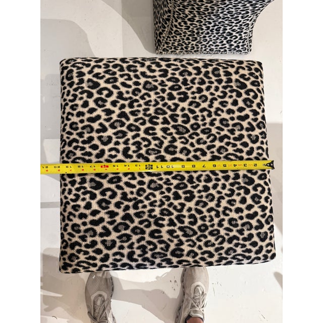 Leopard Print Ottoman Stool Set (Walter E Smithe) For Sale - Image 9 of 10