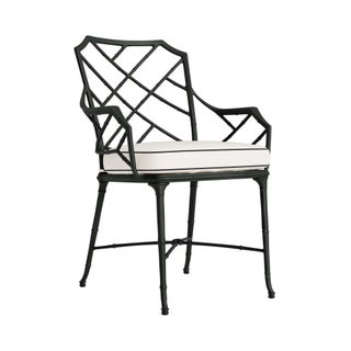 Brown Jordan Calcutta Arm Chair in Black Jade with Sea Salt and Castaway Welt Cushions For Sale