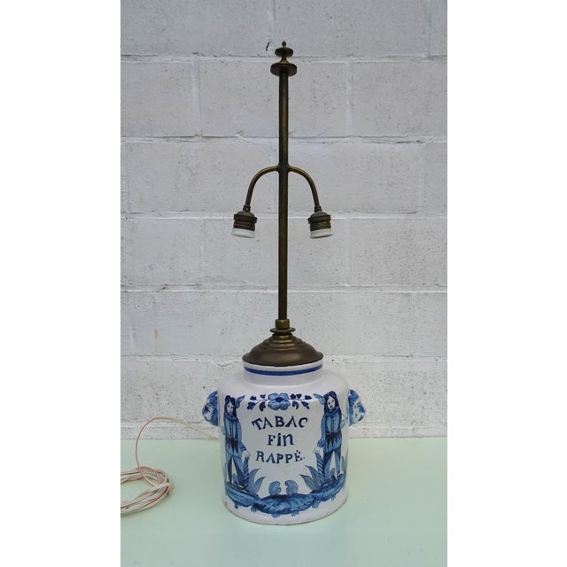 Antique Delftware Ceramic Table Lamp For Sale - Image 12 of 18