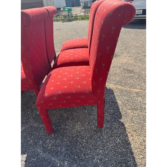 Late 20th Century Set of 6 Fully Upholstered Parsons Style Dining Chairs For Sale In Houston - Image 6 of 6