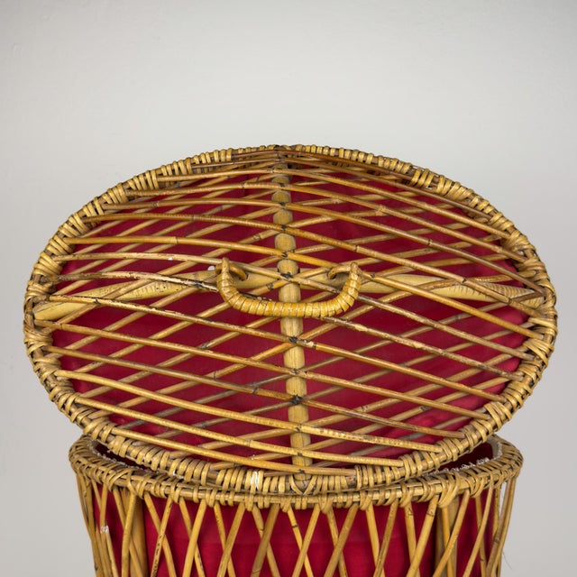 Vintage Rattan Basket, Italy, 1950s For Sale - Image 16 of 18