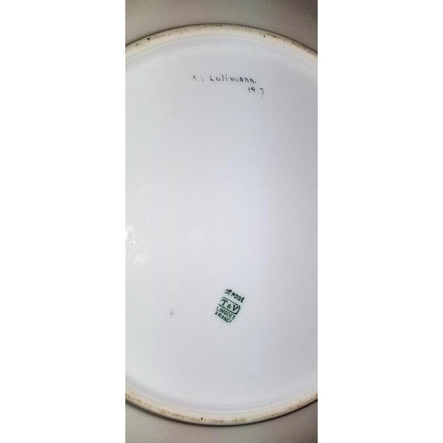 1917 Limoges Porcelain Hand Painted Art Deco Serving Dish For Sale In West Palm - Image 6 of 7