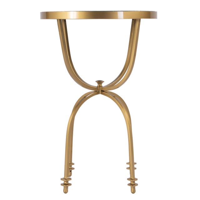 Spritely Home Accent Furniture Hager 16 in. W Round Marble & Metal Side Table, Green Marble For Sale - Image 4 of 8
