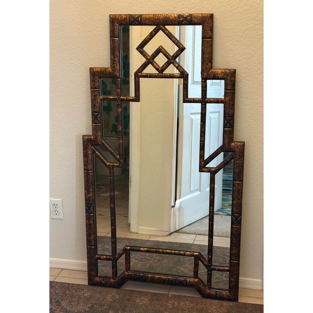 Bronze Vintage Faux Tortoise Shell Finish Mirror For Sale - Image 8 of 10