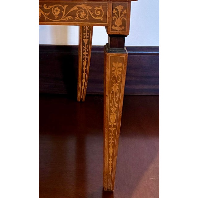 Brown Fine Inlaid Marquetry Lyre-Back Side Chair, France, C. 1900 For Sale - Image 8 of 11