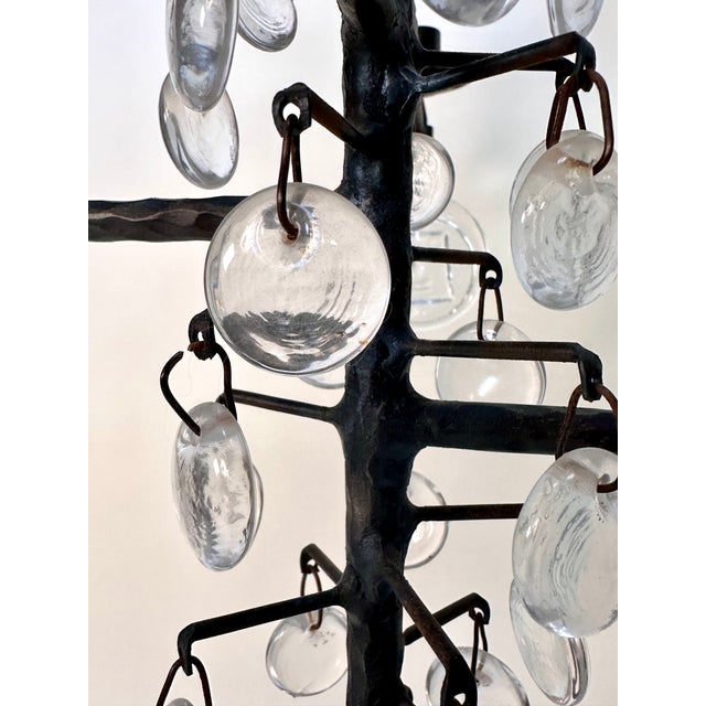 Large Vintage Candle Chandelier in Mouth-Blown Glass and Wrought Iron by Erik Höglund for Boda Smide, 1960s For Sale - Image 17 of 18