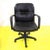 Vintage Black Faux Leather Swivel Office Chair For Sale - Image 10 of 10
