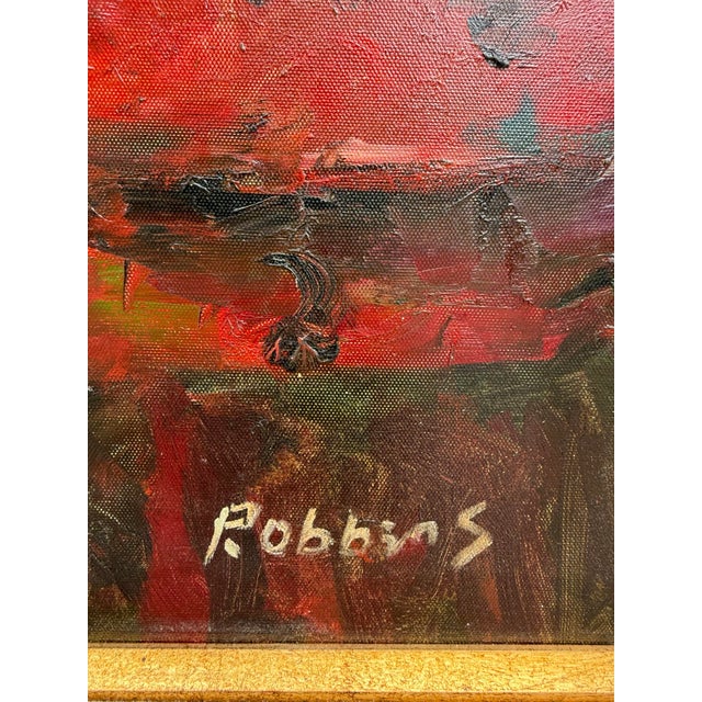 Late 20th Century Late 20th C. Large Original Impressionist Interior Still-Life Oil Painting Signed Robbins For Sale - Image 5 of 12