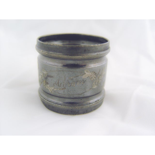 Art Nouveau Antique Fannie and Abram Silverplate Napkin Rings - A Pair For Sale - Image 3 of 3