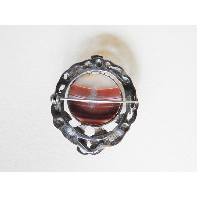 1956 Century Banded Agate Scottish Thistle Sterling Brooch For Sale In Seattle - Image 6 of 6