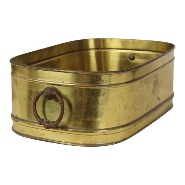 Large Vintage Oval Brass Planter For Sale - Image 10 of 16