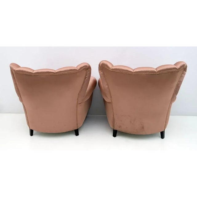 Set of Mid-Century Italian Modern Satin Armchairs, 1950s For Sale - Image 6 of 7