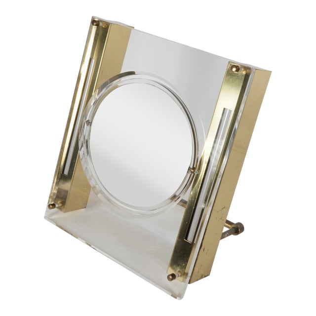 Vintage Rialto New York Mid-Century Modern Lucite Lighted Vanity Mirror For Sale