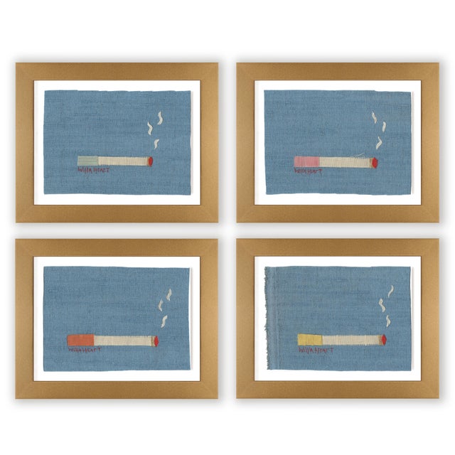 Wood Lorraine, Sabrina, Mildred, and Ruth Cigarette Pack by Willa Heart in Gold Frame, Set of 4 Mini Art Prints For Sale - Image 7 of 7