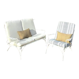 Vintage Wrought Iron Outdoor Patio Chairs - Set of 2