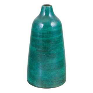 Stoneware Vase with Deep Emerald Green Glaze, 1970s For Sale