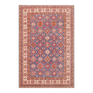 1990s 1990s Bohemian Super Kazak Blue/Beige Wool Rug