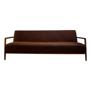 Mid-Century Teak Daybed Sofa with Corduroy Fabric, 1960s For Sale