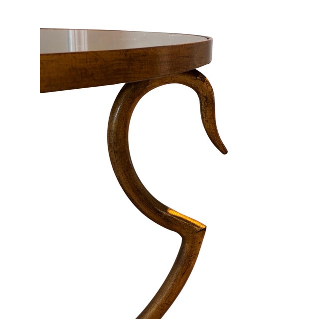 Baker Furniture Sculptural Gilt Metal Round Antiqued Mirror Accent Table For Sale - Image 10 of 10
