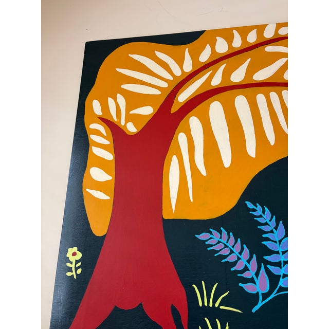 Contemporary Painting of a Dog in a Stylized Garden, Signed and Dated 2012 For Sale - Image 10 of 10