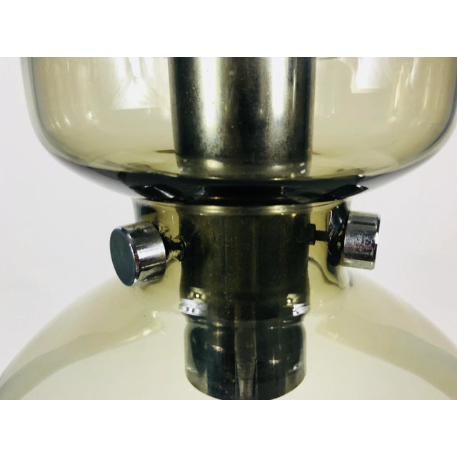 Metal 1970s Glass and Chrome Pendant Lamp by Glashütte Limburg, Germany For Sale - Image 7 of 10