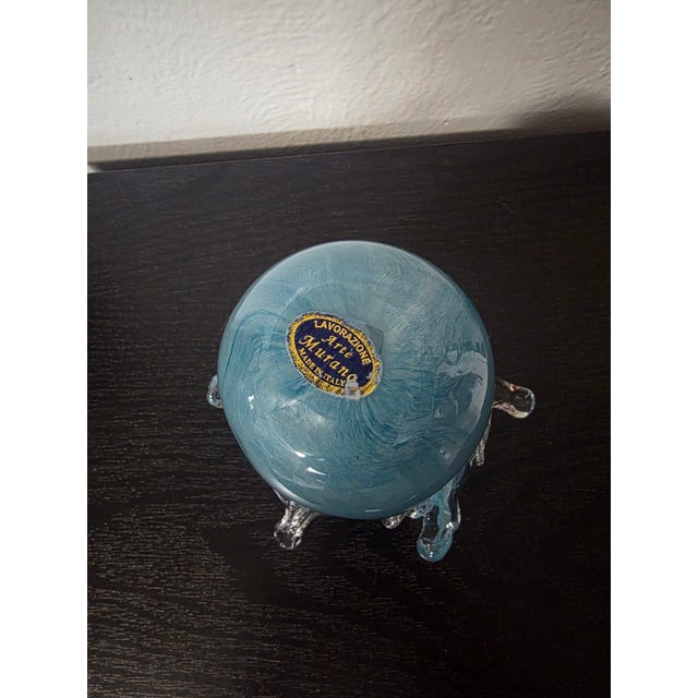Sky Blue Vintage Italian Hand Blown Art Glass Sculpture Biomorphic For Sale - Image 8 of 12