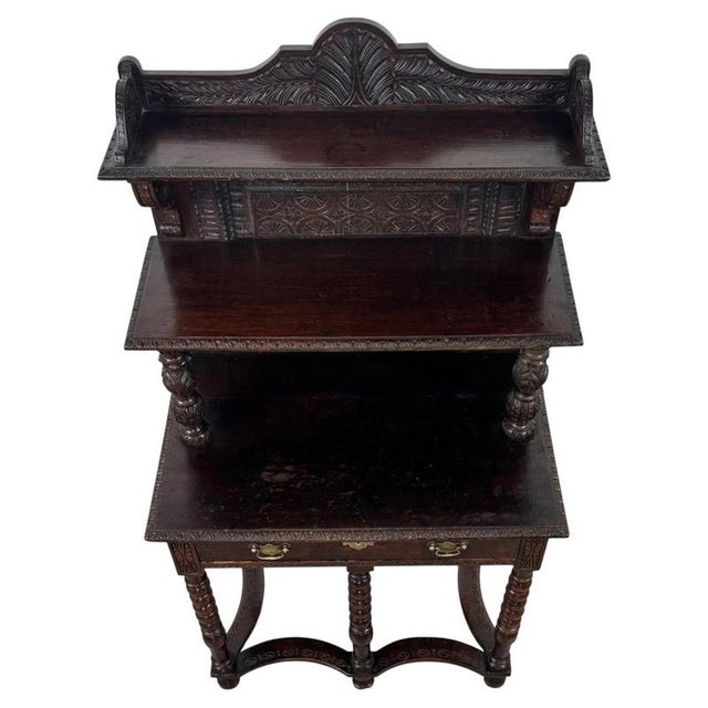 19th Century English Bobbin-Turned Oak Side Table For Sale - Image 3 of 12