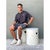 Late 20th Century Vintage White Ceramic Low Stools - Pair For Sale - Image 5 of 12