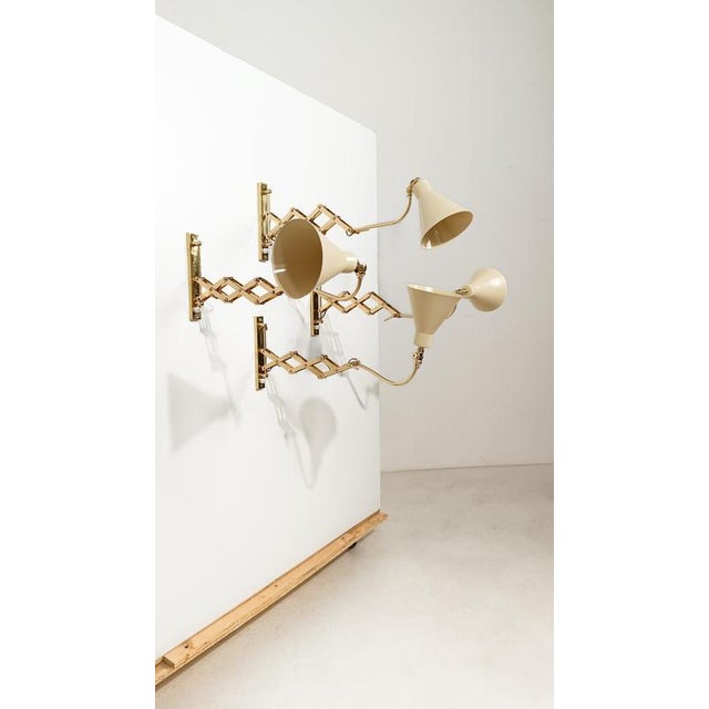 Metal Vintage Italian Adjustable Wall Light in Brass and Creamy White Metal, 1950s For Sale - Image 7 of 18
