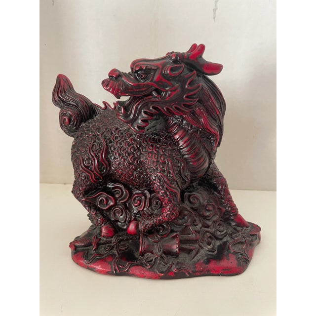 Vintage Chinese red Cinnabar Foo Dogs. Very intense foo dogs will add an interesting conversation piece to your home....
