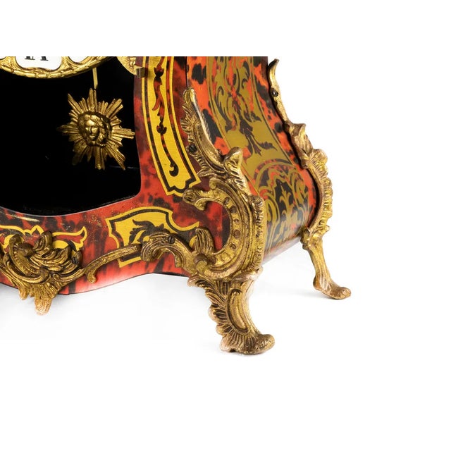 Black Boulle Pendulum Mantle Clock, 1950s For Sale - Image 8 of 12