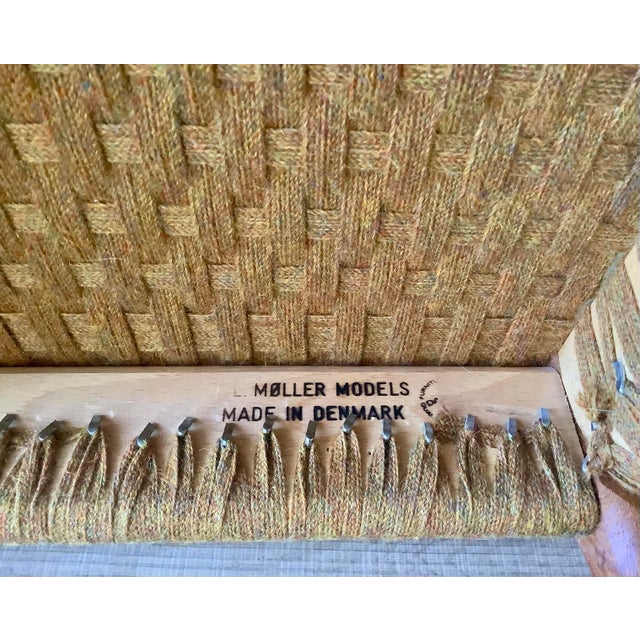 Late 20th Century Danish Modern N. Møller Model 80a Teak Stool With Woven Textile Seat, Denmark For Sale - Image 10 of 12