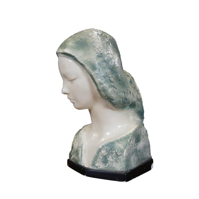 The School of Paris Early 20th Century Vincent Glinsky Mid Century Face of Love Madonna Bust Sculpture Statue For Sale - Image 3 of 10