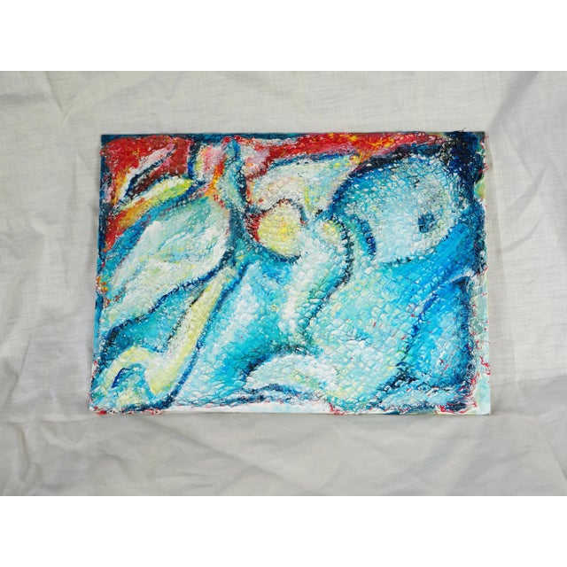 Vintage French Christiane Berthaumier Abstract Oil Painting of a Submarine Evoking a Kraken For Sale - Image 6 of 11