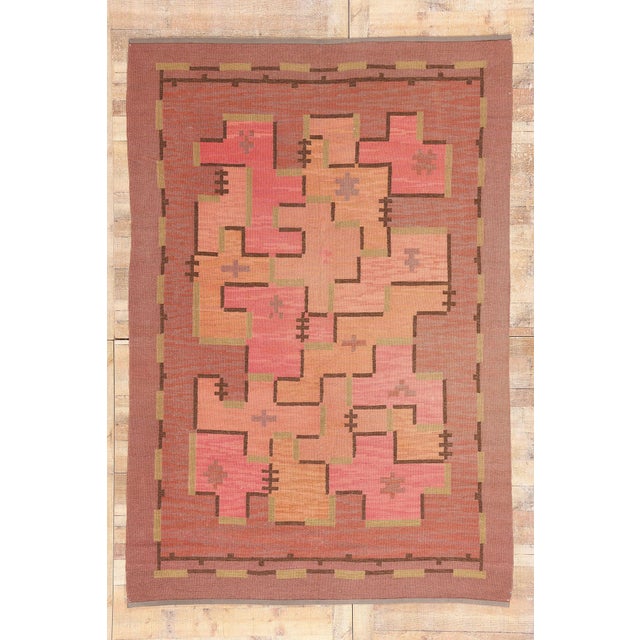 Impi Sotavalta Vintage Finnish Flatweave Rug, 06'06 X 09'07 For Sale - Image 10 of 11