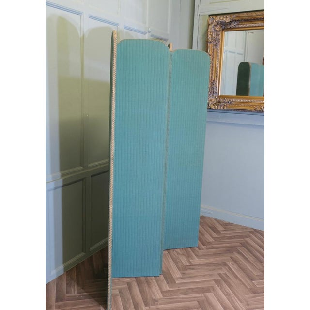 Upholstered 4-Fold Screen, 1950s For Sale - Image 4 of 8
