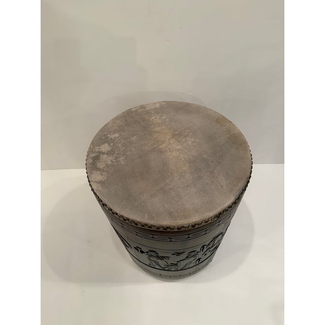 Carved Wood Drum End Tables -a Pair For Sale In Philadelphia - Image 6 of 13