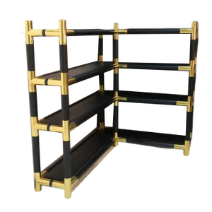 Mid-Century Modern Brass Free Standing Corner Shelf, 1970s