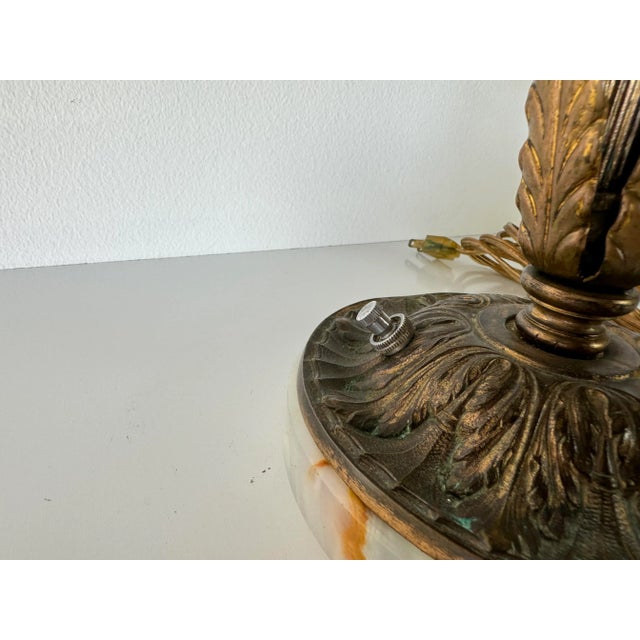 1960s 1960s Italian Hollywood Regency Gilt Tole and Porcelain Flowers Desk Lamp/ Sold For Sale - Image 5 of 12
