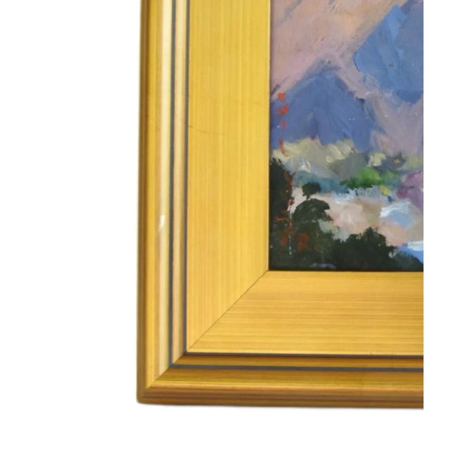 Wood Silvio Silvestri, Listed Artist Ridge of Blue Mountain Landscape Oil Painting Including the Antiqued Gold Wood Frame For Sale - Image 7 of 11